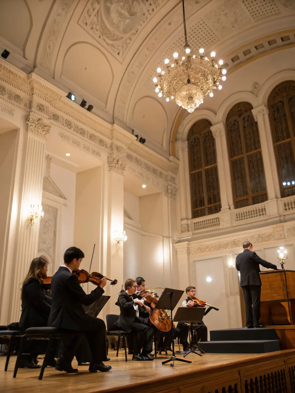 A photograph of a cultural event held inside the church, such as a classical music concert or a historical reenactment, illustrating its role as a community hub.